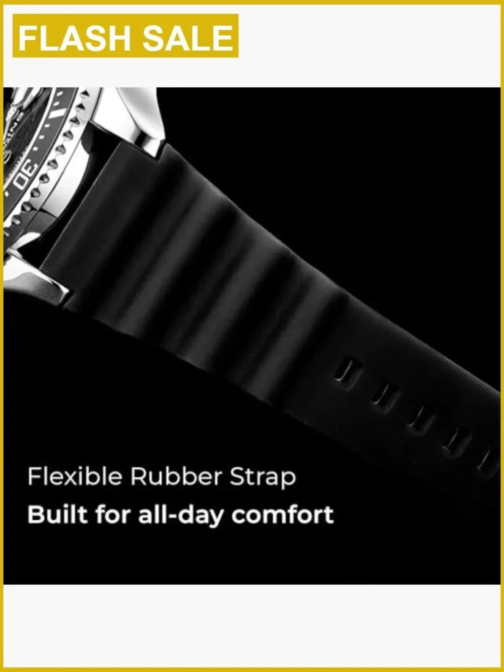 Men's 42mm Dive Watch Stainless Steel Rubber Strap Japanese Quartz Sport